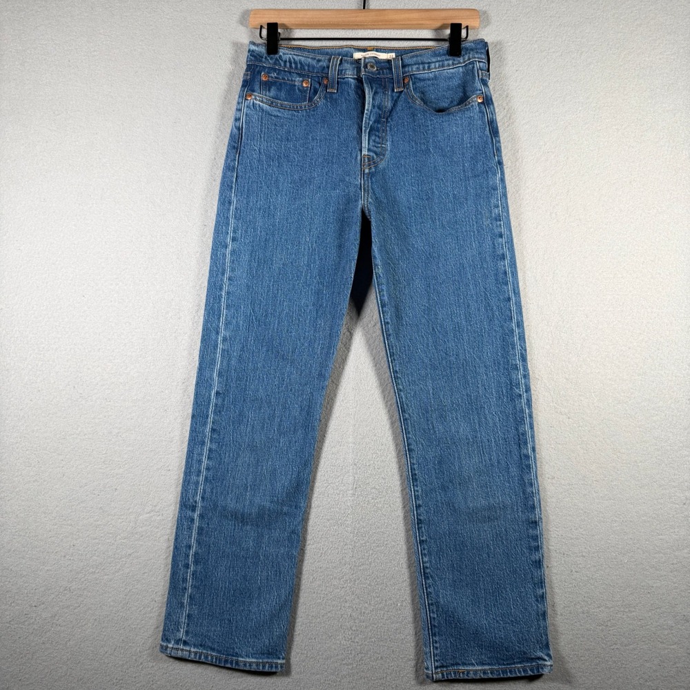 Levis Wedgie Straight Jeans Womens 27 Medium Wash Blue Denim 34964-0080